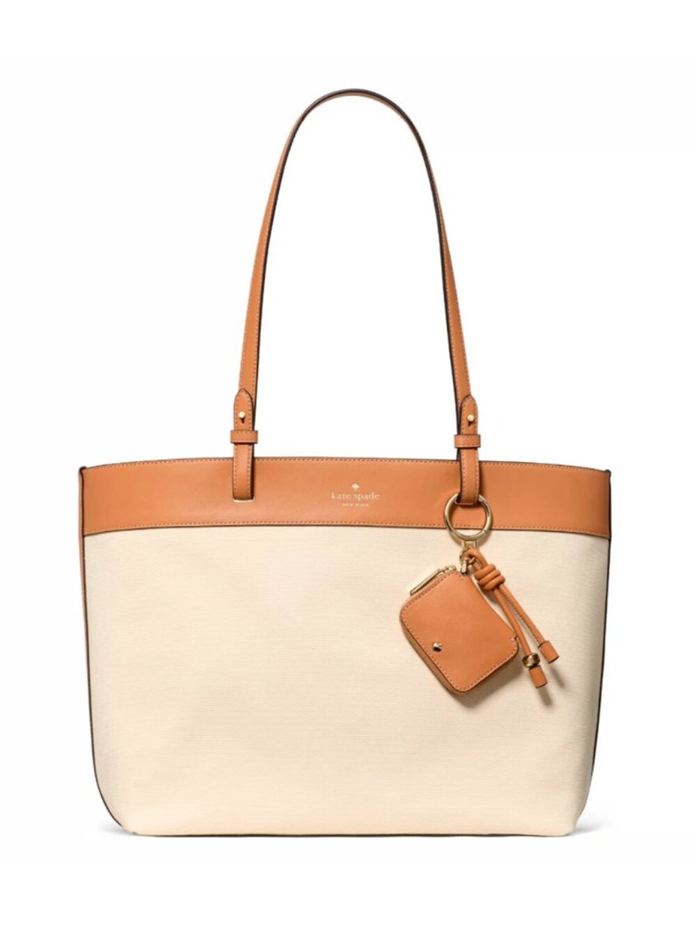 New Kate Spade Tessa Tote Bag With Charm Light Saddle Multi